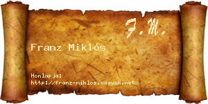 Franz Miklós névjegykártya